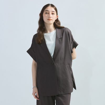 Ketty (Women)/ケティ リネンライクハーフテーラードジャケット≪手洗い可能≫