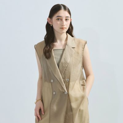 シャンブレーシアーノースリジャケット≪手洗い可能≫