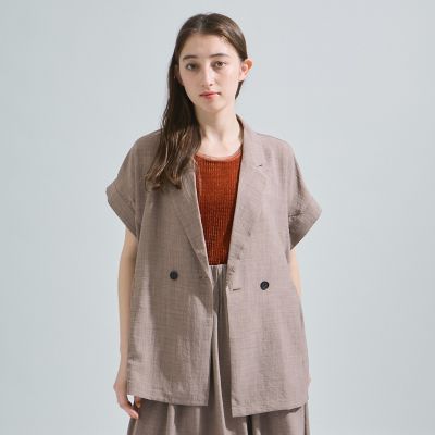 リネンライクドロストジレ≪セットアップ対応／洗濯機で洗える≫