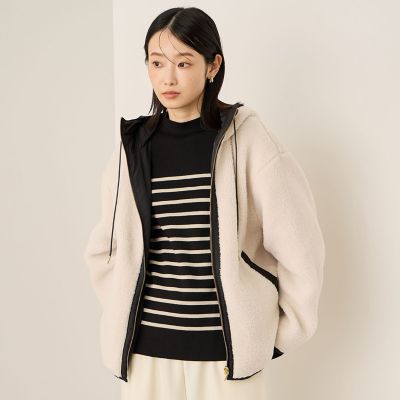 ＜Ketty (Women)＞配色ボアフーディコクーンブルゾン