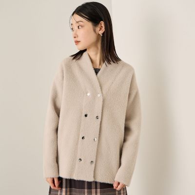 ＜Ketty (Women)＞フェレットタッチＷニットジャケット≪手洗い可能≫