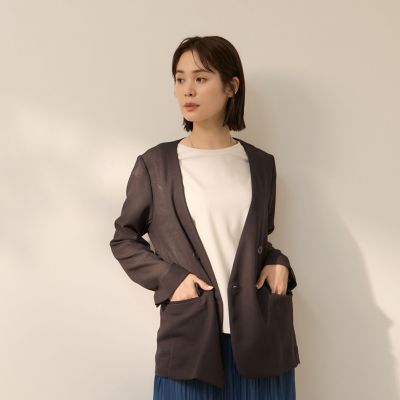 レッド系 レディースのノーカラージャケット | 三越伊勢丹オンライン