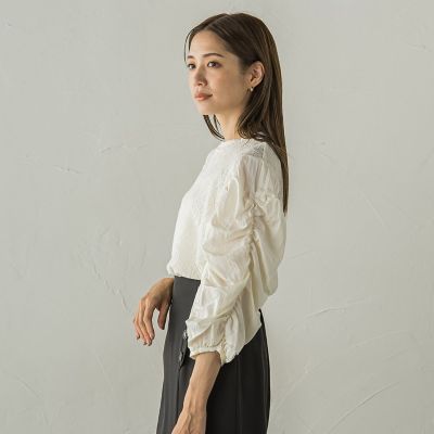 起毛カットレース七分袖カットソー≪手洗い可能≫