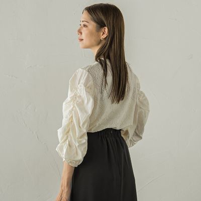 起毛カットレース七分袖カットソー≪手洗い可能≫