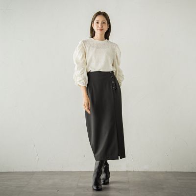 起毛カットレース七分袖カットソー≪手洗い可能≫