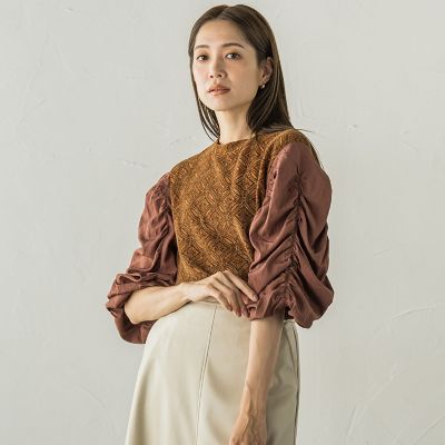 起毛カットレース七分袖カットソー≪手洗い可能≫
