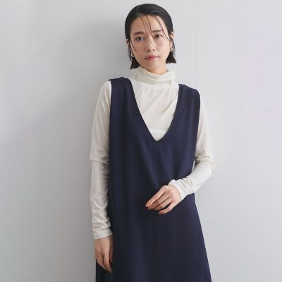 ニュアンスベロアハイネックカットソー≪手洗い可能≫