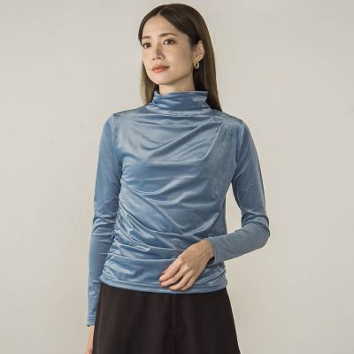 ニュアンスベロアハイネックカットソー≪手洗い可能≫