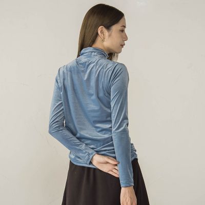 ニュアンスベロアハイネックカットソー≪手洗い可能≫