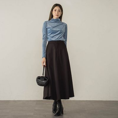 ニュアンスベロアハイネックカットソー≪手洗い可能≫