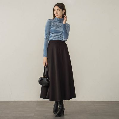 ニュアンスベロアハイネックカットソー≪手洗い可能≫