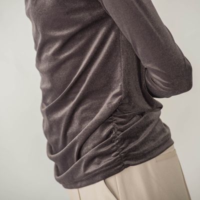 ニュアンスベロアハイネックカットソー≪手洗い可能≫