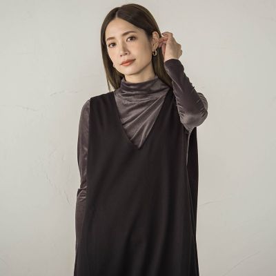 ニュアンスベロアハイネックカットソー≪手洗い可能≫