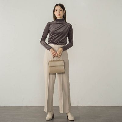 ニュアンスベロアハイネックカットソー≪手洗い可能≫