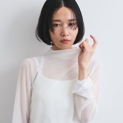 シアーハイネックカットトップス≪手洗い可能≫