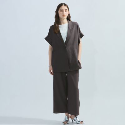 【汗染み防止】タックフレンチスリーブトップス≪洗濯機で洗える≫