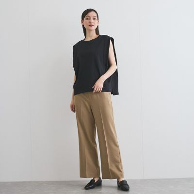 【汗染み防止】タックフレンチスリーブトップス≪洗濯機で洗える≫