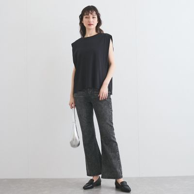 【汗染み防止】タックフレンチスリーブトップス≪洗濯機で洗える≫