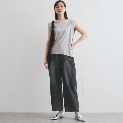 【汗染み防止】タックフレンチスリーブトップス≪洗濯機で洗える≫