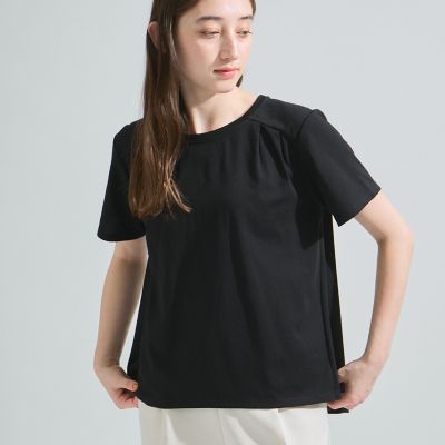 【接触冷感／吸水速乾】バックシャンカットソー≪洗濯機で洗える≫