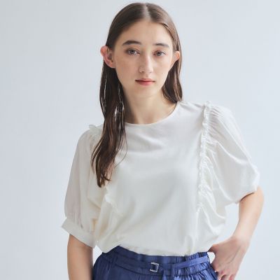 洗える】アイレットジャージー パフスリーブ カットソー