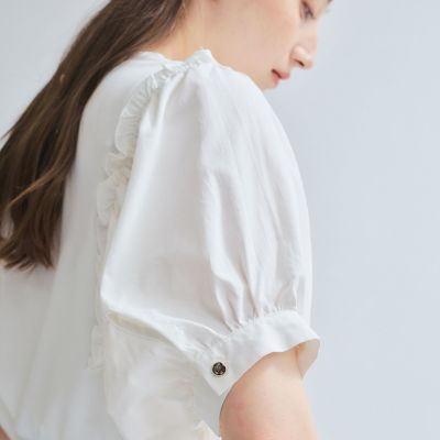 tシャツ スムースギャザースリーブカットトップス「洗濯機で洗える」 レディース スムースギャザースリーブカットトップス≪洗濯機で洗える