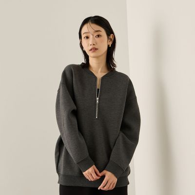 ソフトダンボールハーフZIPプルオーバー≪手洗い可能