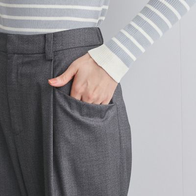 ストライプタックワイドパンツ≪手洗い可能≫