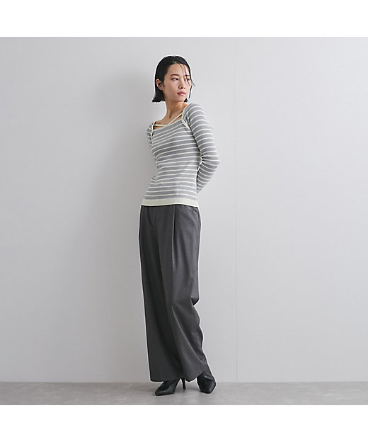 ストライプタックワイドパンツ≪手洗い可能≫ | Ketty (Women ストライプタックワイドパンツ≪手洗い可能≫ | Ketty (Women