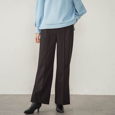梳毛調合繊サイドスリットパンツ≪セットアップ対応／洗濯機で洗える≫