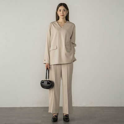 Noble ソフトバギーサイドスリットパンツ