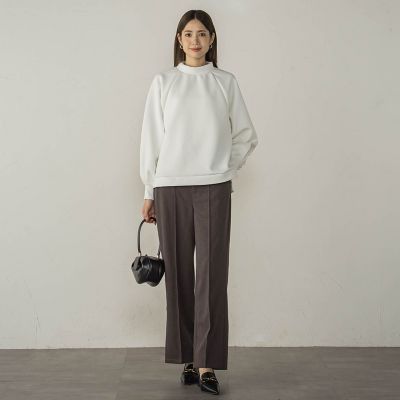梳毛調合繊サイドスリットパンツ≪セットアップ対応／洗濯機で洗える≫