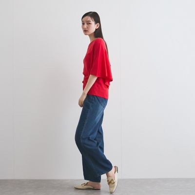 カーブデニムパンツ≪洗濯機で洗える≫