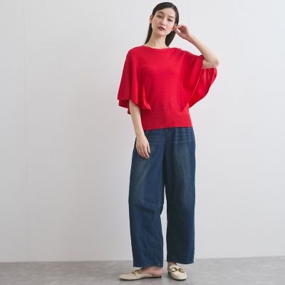 カーブデニムパンツ≪洗濯機で洗える≫