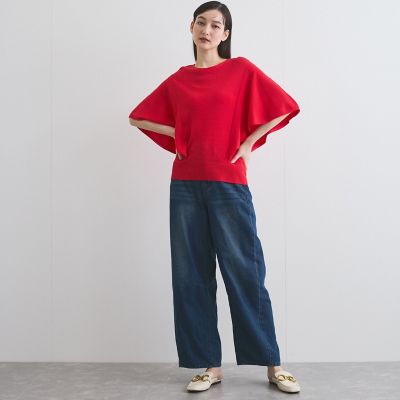 カーブデニムパンツ≪洗濯機で洗える≫