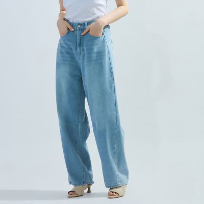 カーブデニムパンツ≪洗濯機で洗える≫