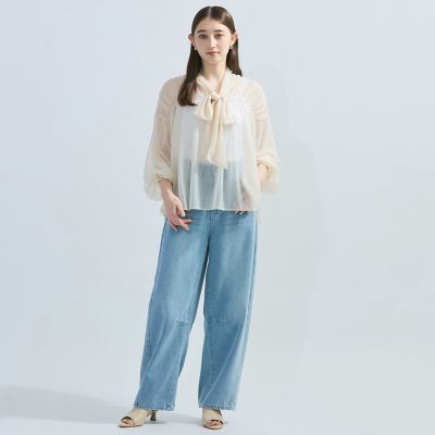 カーブデニムパンツ≪洗濯機で洗える≫