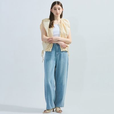 カーブデニムパンツ≪洗濯機で洗える≫
