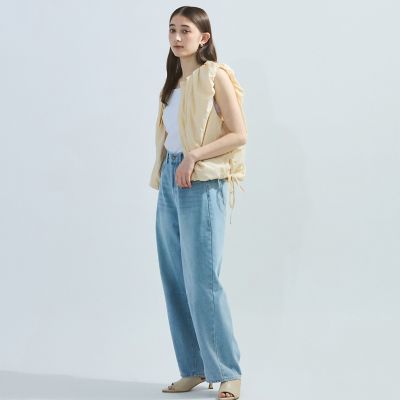 カーブデニムパンツ≪洗濯機で洗える≫