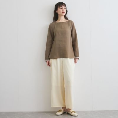 サテンイージーワイドパンツ≪洗濯機で洗える≫