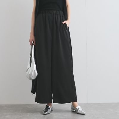 サテンイージーワイドパンツ≪洗濯機で洗える≫