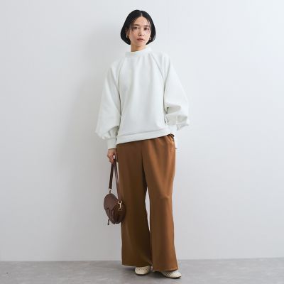 サテンイージーワイドパンツ≪洗濯機で洗える≫