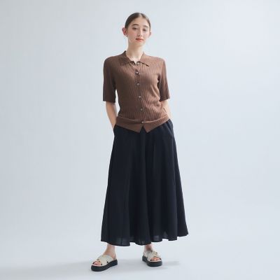 麻ライクベルトワイドパンツ≪手洗い可能≫