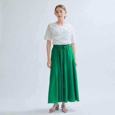 麻ライクベルトワイドパンツ≪手洗い可能≫