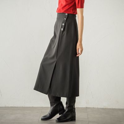ボタンアクセントナロースカート≪手洗い可能≫
