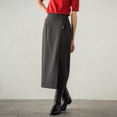 ボタンアクセントナロースカート≪手洗い可能≫