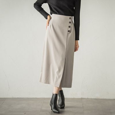 ボタンアクセントナロースカート≪手洗い可能≫