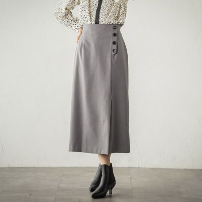 ボタンアクセントナロースカート≪手洗い可能≫