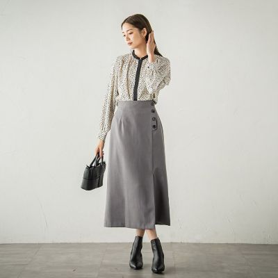 ボタンアクセントナロースカート≪手洗い可能≫