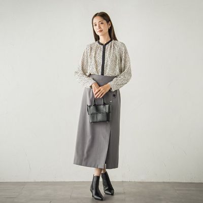 ボタンアクセントナロースカート≪手洗い可能≫